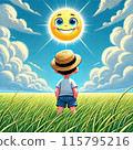 男孩看著夏日的陽光 115795216
