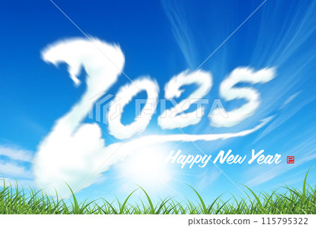 Clouds floating in the blue sky 2025 New Year's card material Clouds floating in the blue sky 2025 New Year's card material 115795322