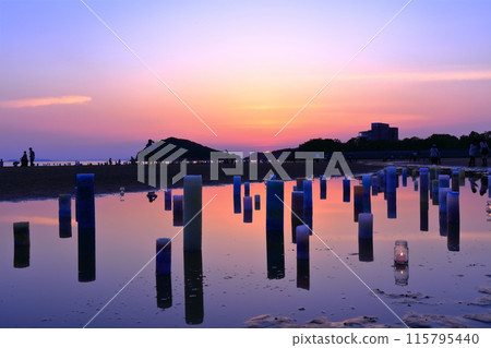 [香川縣]日落父濱（瀨戶內海鏡）以壯觀的日落而聞名的旅遊勝地 115795440