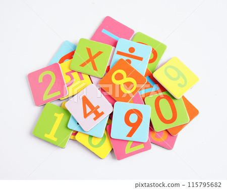 Number wood block cubes for learning Mathematic, education math concept. Number wood block cubes for learning Mathematic, education math concept. 115795682