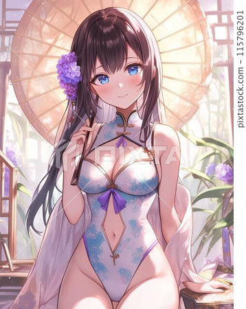 穿著旗袍泳衣的妖嬈女子 115796201