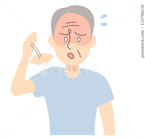 Elderly man looking up in the heat Elderly man looking up in the heat 115796216