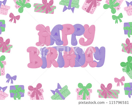 Happy Birthday holiday poster in pastel colors 115796581