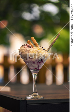 Glass cup of ice cream Glass cup of ice cream 115796636