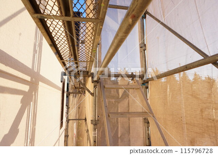 Exterior wall painting, Roof painting, Scaffolding, Protective sheet, Steel pipe 115796728