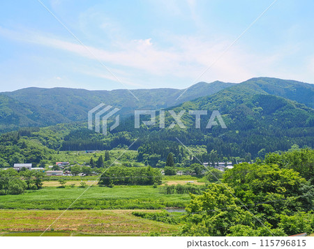 Rural scenery in Tono City, Iwate Prefecture - View from Tono Roadside Station (early summer) 115796815