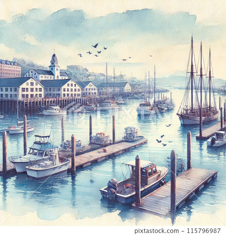 A trading port background that seems to be in a history textbook 115796987