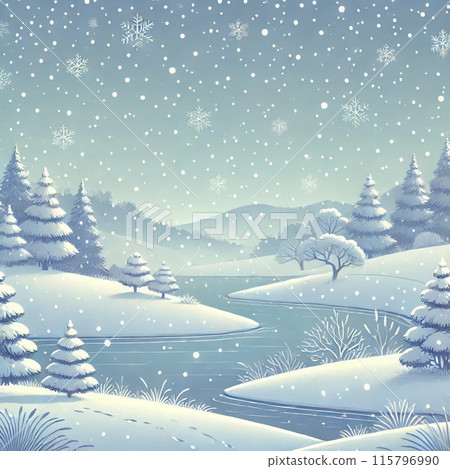 A snowy landscape that seems like something out of a picture book 115796990