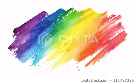彩虹色，彩色水彩背景，油漆筆觸 115797356