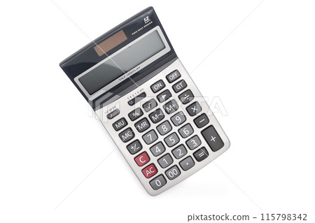 Top view of a calculator isolated on white background Top view of a calculator isolated on white background 115798342