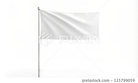 Flag made of white fabric, white, isolate, mockup 115799059