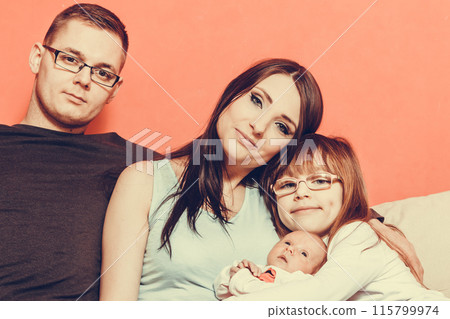 Family with newborn baby girl portrait Family with newborn baby girl portrait 115799974