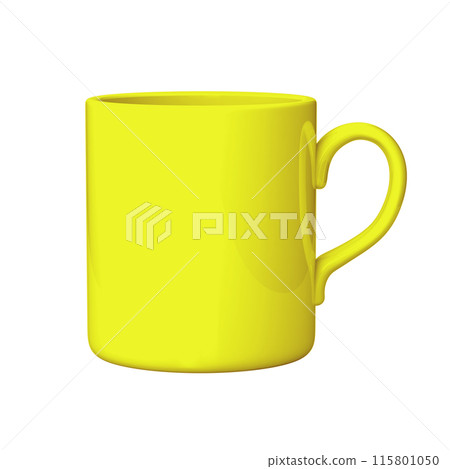 Yellow coffee or tea mug, 3D illustration 115801050