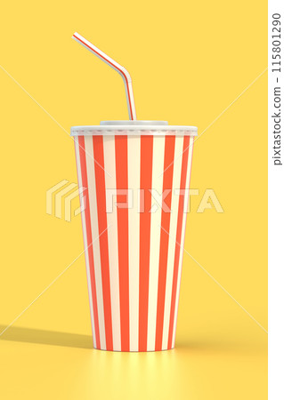 Fast food cola drink cup and drinking straw 115801290