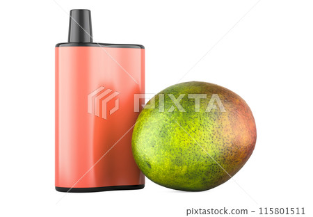 Disposable vape with mango flavor. 3D rendering 115801511