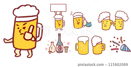 生啤酒等飲料的可愛角色 115802089