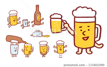 Cute characters representing alcohol such as draft beer 115802090