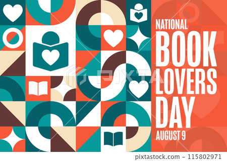 National Book Lovers Day. August 9. Holiday concept. Template for background, banner, card, poster 115802971