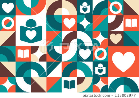 National Book Lovers Day. August 9. Seamless geometric pattern. Template for background, banner 115802977