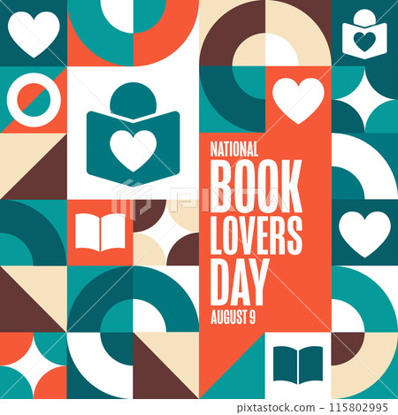 National Book Lovers Day. August 9. Holiday concept. Template for background, banner, card, poster 115802995