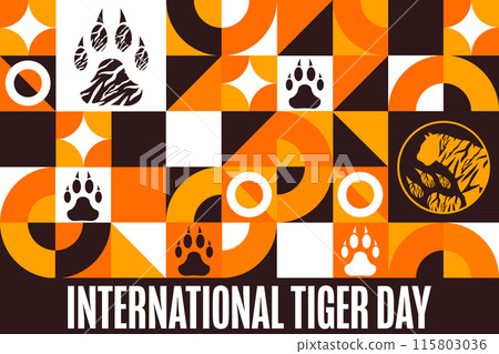 International Tiger Day. July 29. Holiday concept. Template for background, banner, card, poster International Tiger Day. July 29. Holiday concept. Template for background, banner, card, poster 115803036