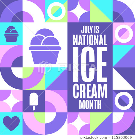 July is National Ice Cream Month. Holiday concept. Template for background, banner, card, poster 115803069