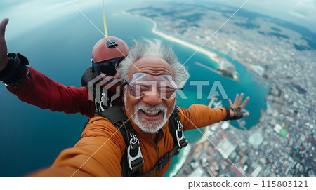 Grandfather enjoying skydiving 115803121
