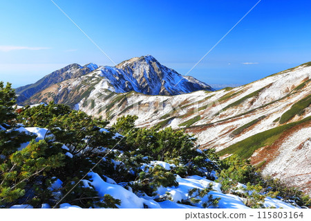 Snow still remaining on Mount Dainichi 115803164