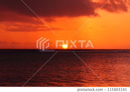 Mauritius, an island nation also known as the Lady of the Indian Ocean. The Indian Ocean sunset from the Brabant Peninsula at the foot of Mount Le Morne, a World Heritage Site. Mauritius, an island nation also known as the Lady of the Indian Ocean. The Indian Ocean sunset from the Brabant Peninsula at the foot of Mount Le Morne, a World Heritage Site. 115803191
