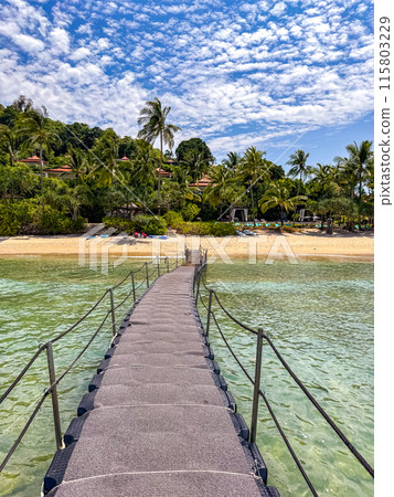 Aerial view at trisara beach in Bang Tao, Phuket, Thailand 115803229