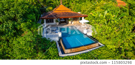 Aerial view at trisara beach in Bang Tao, Phuket, Thailand 115803298
