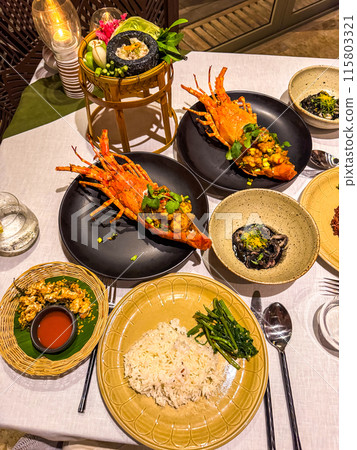 Restaurant bar on the beach in trisara beach in Bang Tao, Phuket, Thailand 115803321