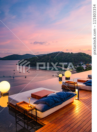 Rooftop bar view in Ao Yon Yai beach in Phuket, Thailand Rooftop bar view in Ao Yon Yai beach in Phuket, Thailand 115803354