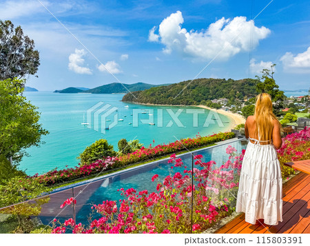 Rooftop bar view in Ao Yon Yai beach in Phuket, Thailand Rooftop bar view in Ao Yon Yai beach in Phuket, Thailand 115803391