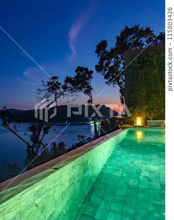 Pool view in Ao Yon Yai beach in Phuket, Thailand Pool view in Ao Yon Yai beach in Phuket, Thailand 115803426