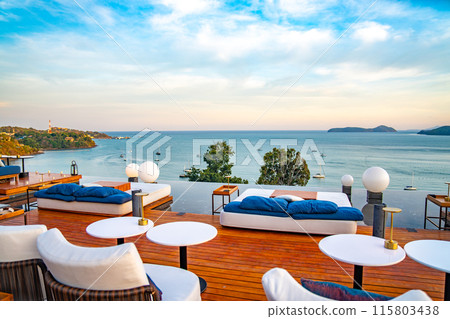 Rooftop bar view in Ao Yon Yai beach in Phuket, Thailand Rooftop bar view in Ao Yon Yai beach in Phuket, Thailand 115803438