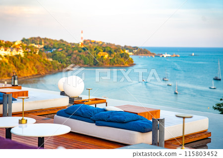 Rooftop bar view in Ao Yon Yai beach in Phuket, Thailand Rooftop bar view in Ao Yon Yai beach in Phuket, Thailand 115803452