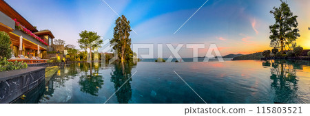 Pool view in Ao Yon Yai beach in Phuket, Thailand Pool view in Ao Yon Yai beach in Phuket, Thailand 115803521