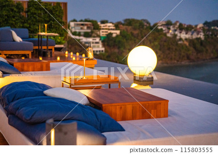 Rooftop bar view in Ao Yon Yai beach in Phuket, Thailand Rooftop bar view in Ao Yon Yai beach in Phuket, Thailand 115803555