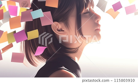 女商人很困惑，因為有太多的便條 115803910