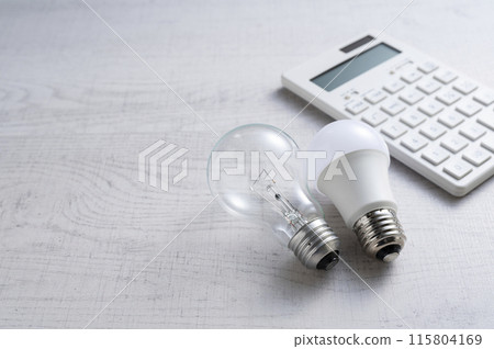 Incandescent light bulb and LED bulb and calculator 115804169