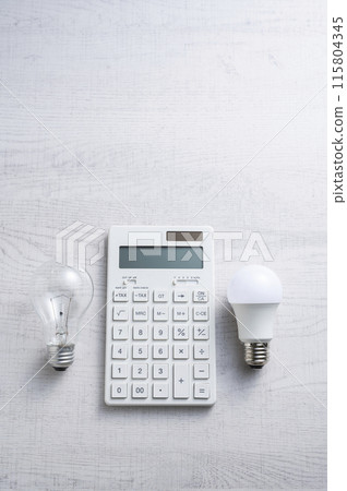 Incandescent light bulb and LED bulb and calculator 115804345