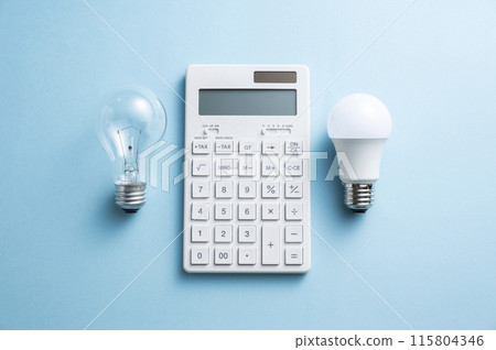 Incandescent light bulb and LED bulb and calculator 115804346
