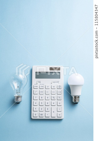 Incandescent light bulb and LED bulb and calculator 115804347
