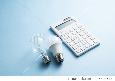 Incandescent light bulb and LED bulb and calculator 115804348