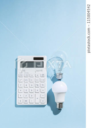 白熾燈泡和LED燈泡和計算器 115804542