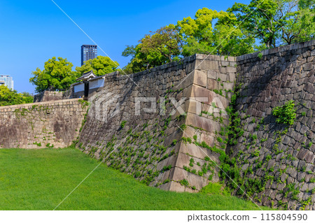 Inner moat and stone walls in Osaka Castle Park, Osaka City, Osaka Prefecture 115804590