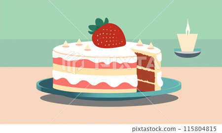 整個蛋糕生日蛋糕插畫真實 115804815