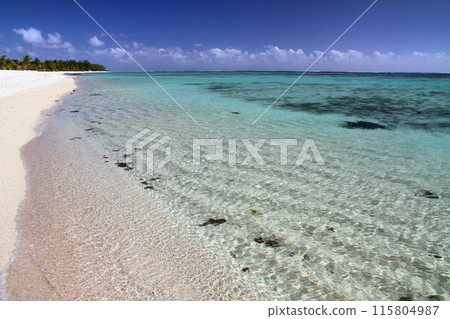 Mauritius, the Lady of the Indian Ocean: The beaches and blue sea of the Brabant Peninsula, a resort town at the foot of Mount Le Morne, a World Heritage Site 115804987