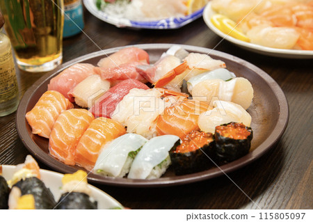 Sushi at a home party Sushi at a home party 115805097